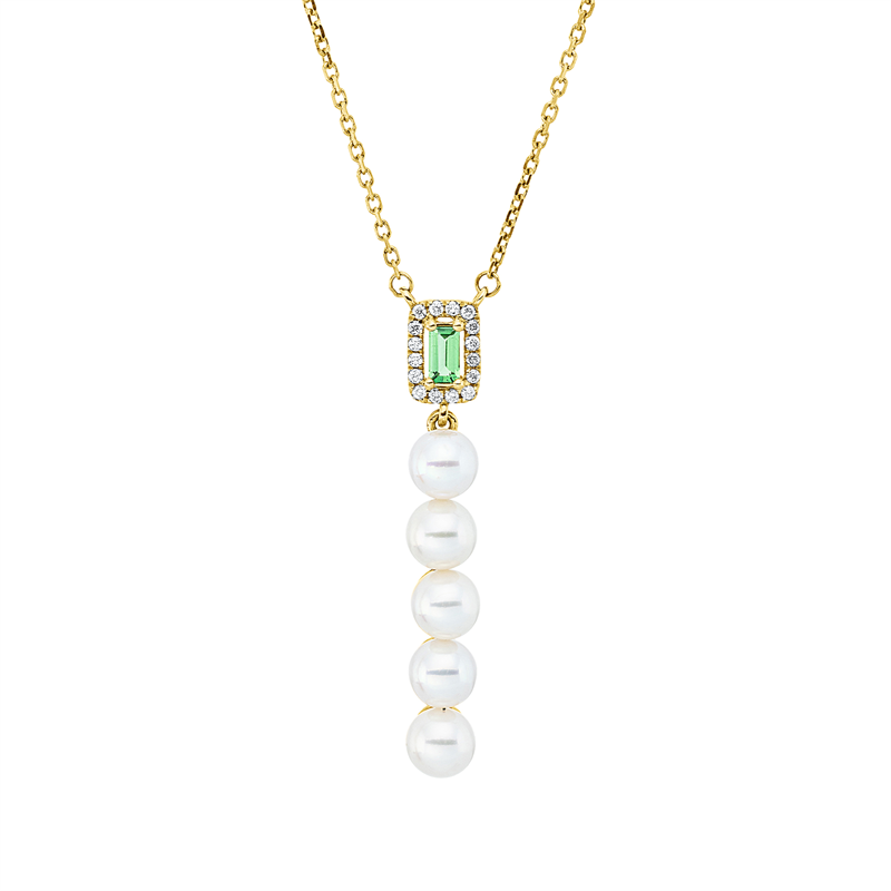 Perle Collier Gelbgold 18kt 0,06ct