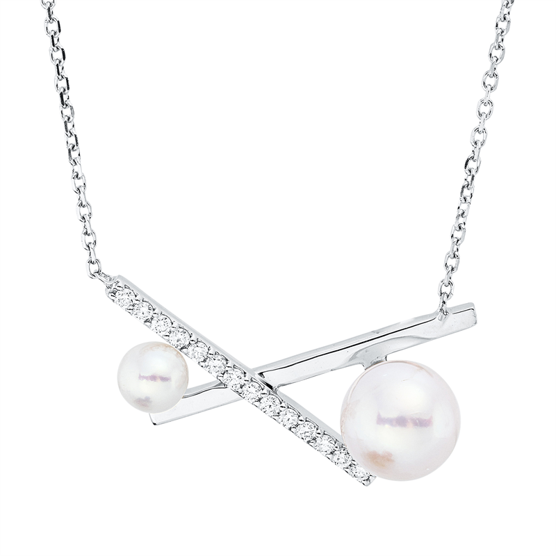 Perle Collier Weißgold 18kt 0,14ct