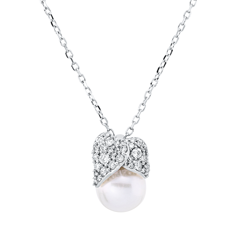 Perle Collier Weißgold 18kt 0,18ct