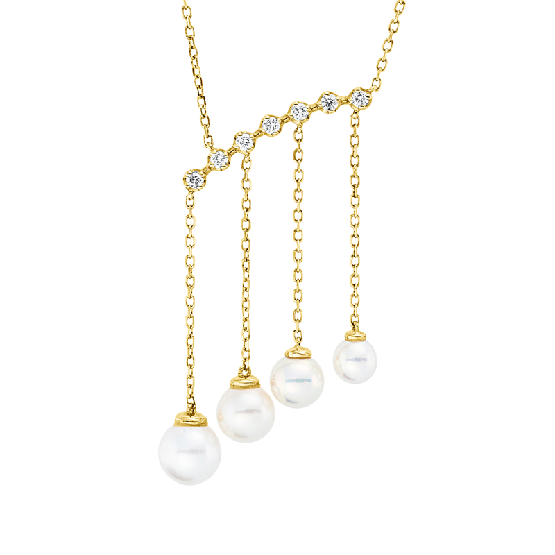 Perle Collier Gelbgold 18kt 0,12ct