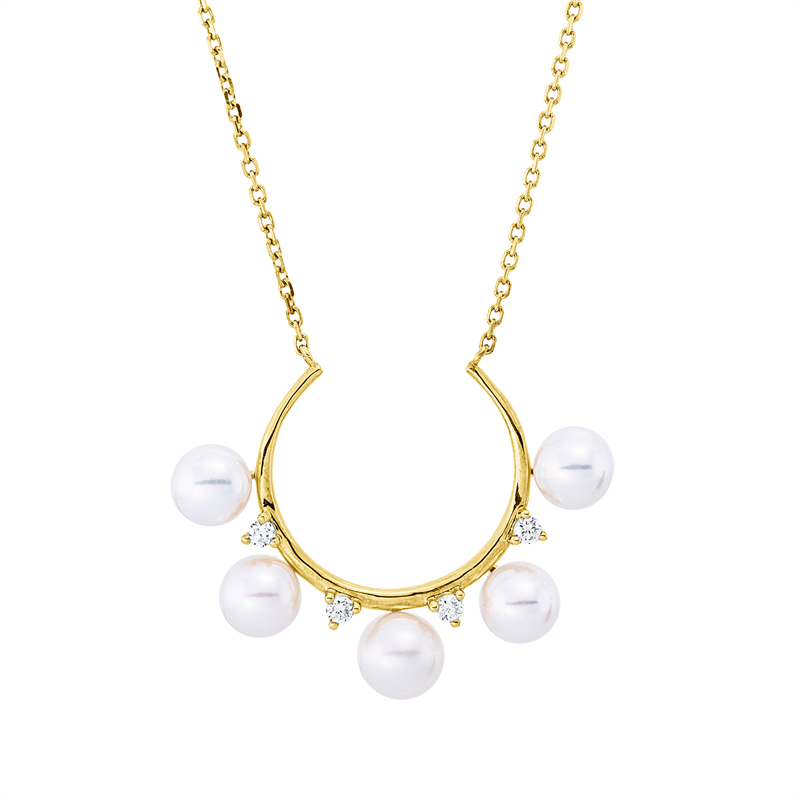 Perle Collier Gelbgold 18kt 0,09ct