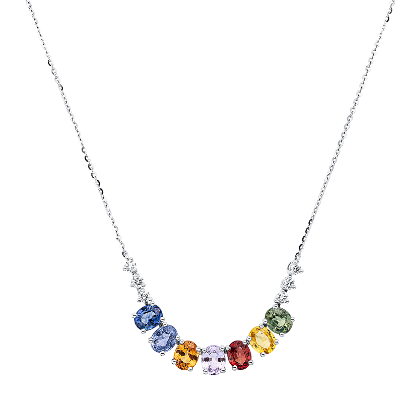 Rainbow & Multicolor Collier Weißgold 18kt 0,17ct