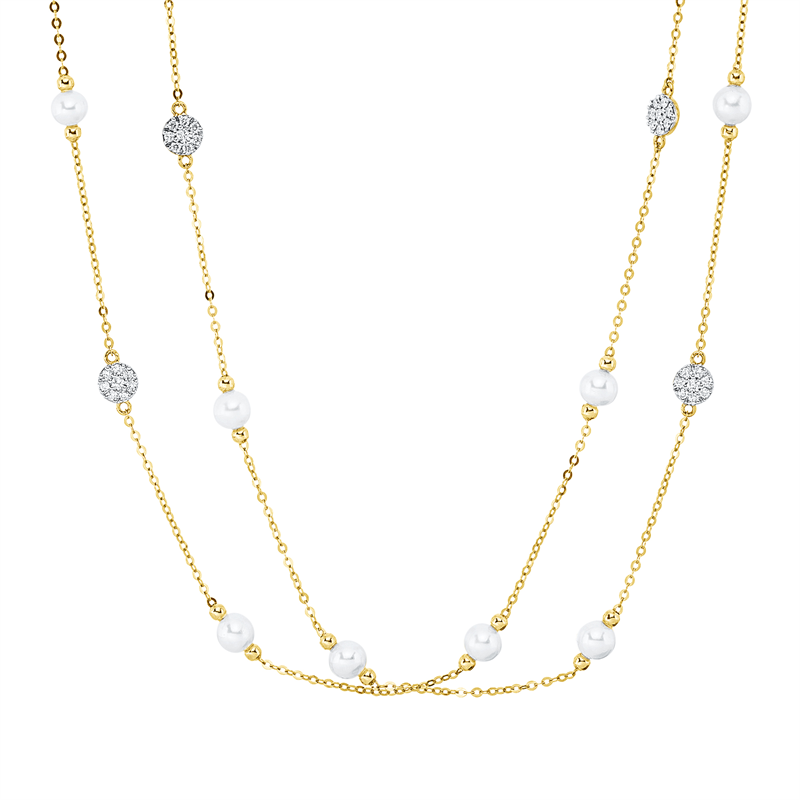 Perle Collier Gelbgold 18kt 0,31ct