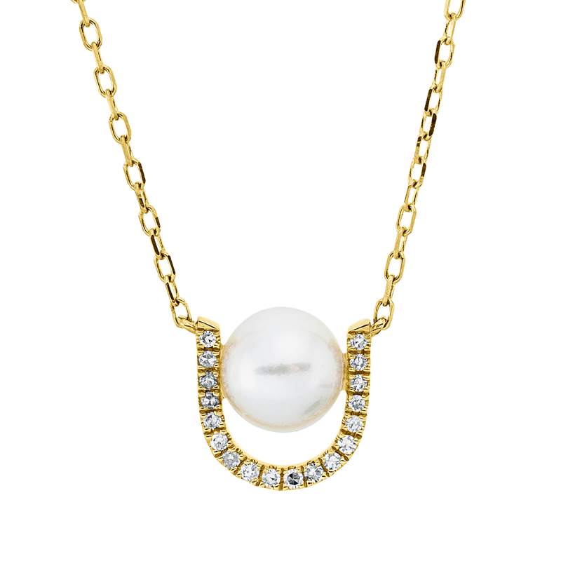 Perle Collier Gelbgold 18kt 0,09ct