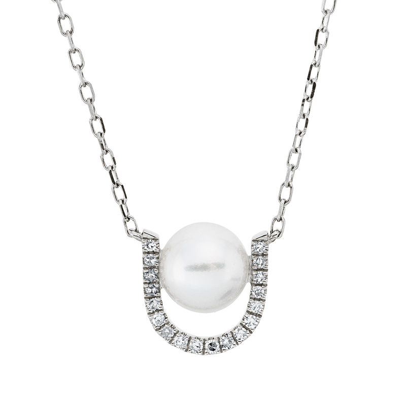 Perle Collier Weißgold 18kt 0,08ct