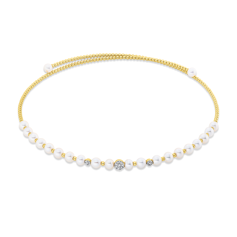 Perle Collier Gelbgold 18kt 0,13ct