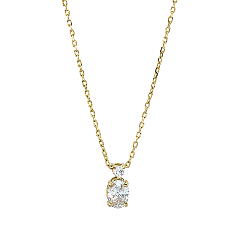 Solitaire mit Besatz Collier Weißgold 18kt 0,3ct