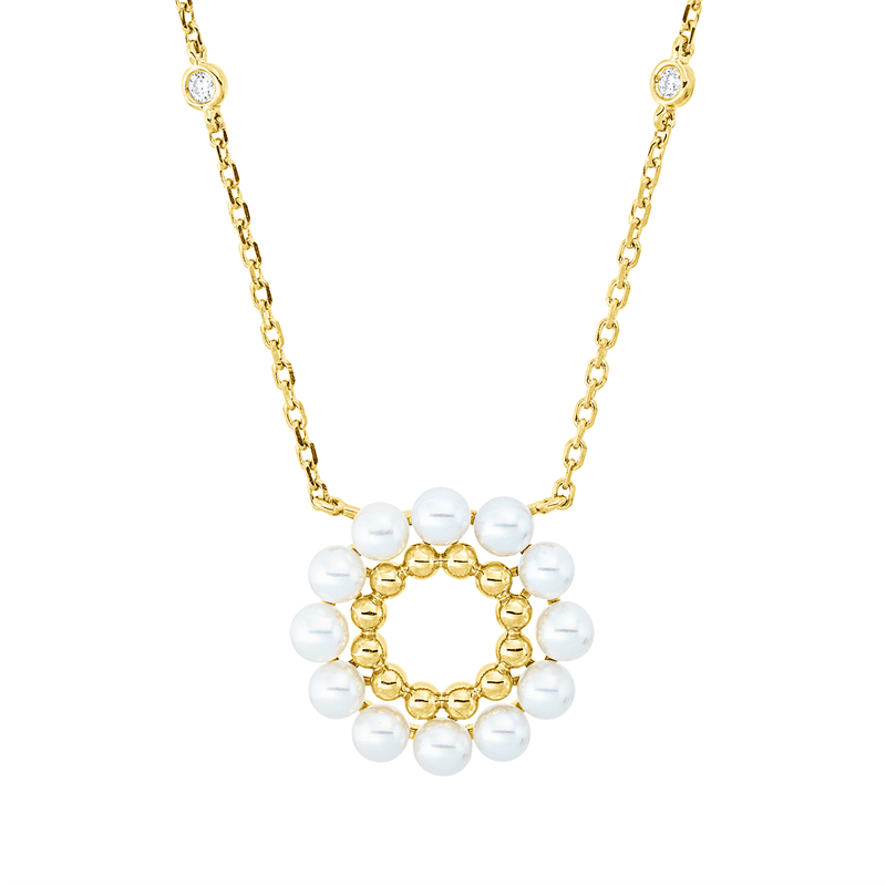 Perle Collier Gelbgold 18kt 0,05ct
