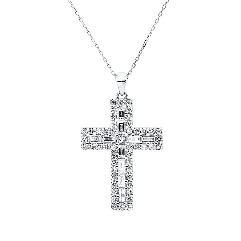 Kreuz Collier Weißgold 18kt 1,36ct