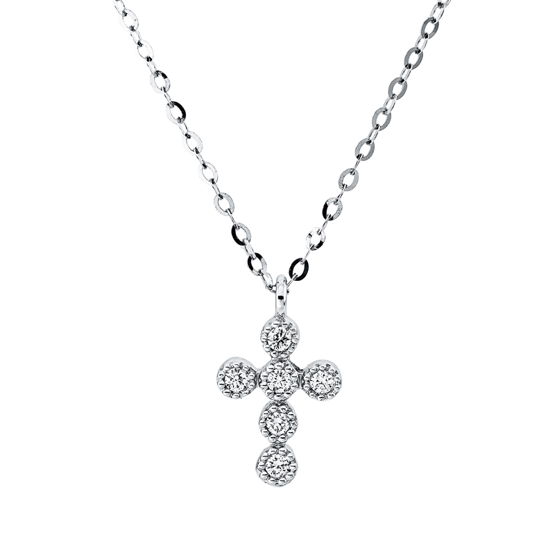 Kreuz Collier Weißgold 18kt 0,05ct