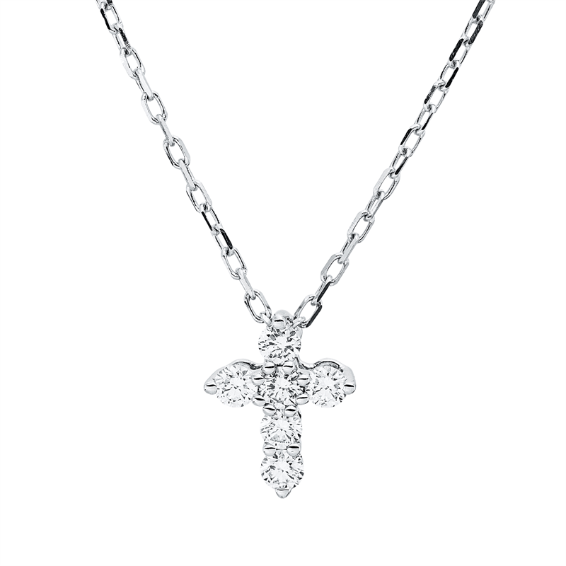 Kreuz Collier Weißgold 18kt 0,23ct