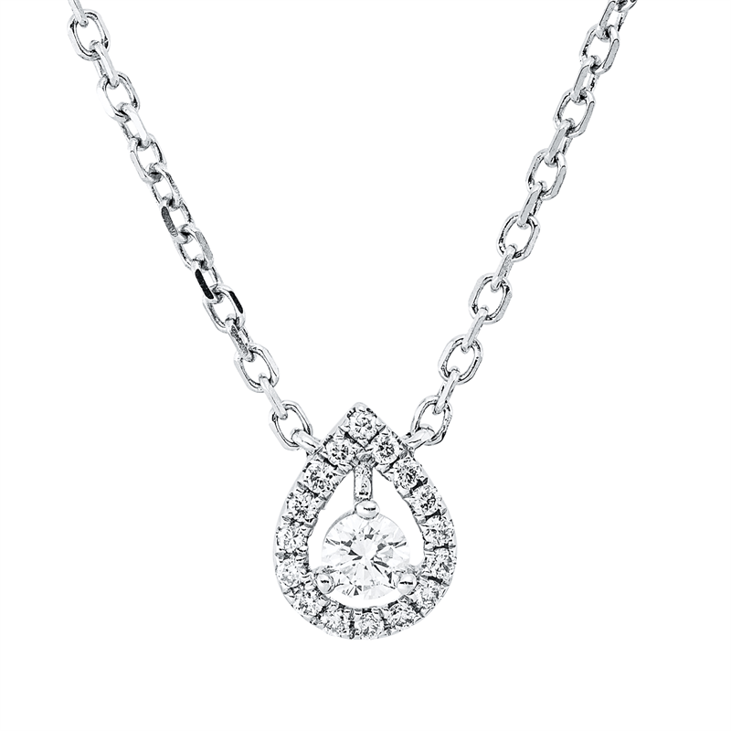 Solitaire mit Besatz Collier Weißgold 18kt 0,19ct