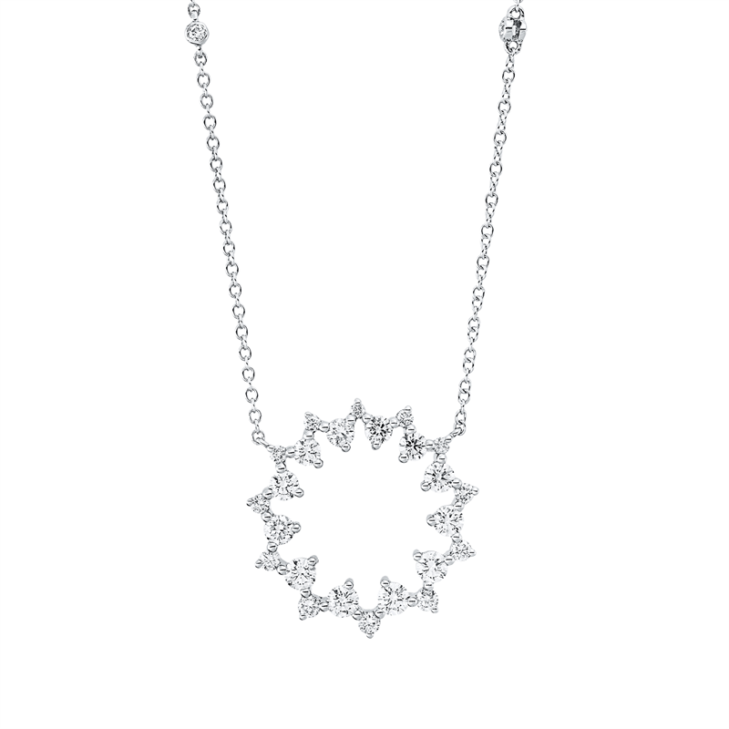 Mehrfachsteinbesatz Collier Weißgold 18kt 1,42ct