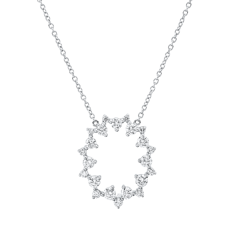 Mehrfachsteinbesatz Collier Weißgold 18kt 1,33ct