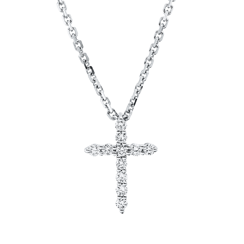 Kreuz Collier Weißgold 18kt 0,14ct