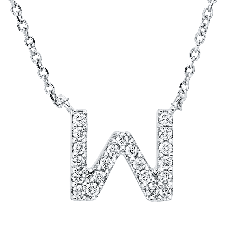 Buchstabe Collier Weißgold 18kt 0,07ct