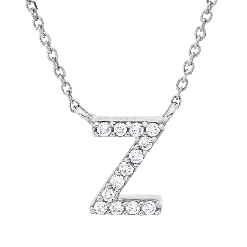 Buchstabe Collier Weißgold 18kt 0,05ct