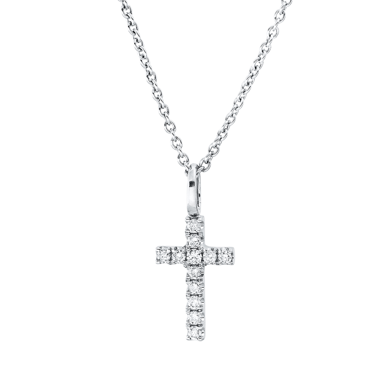 Kreuz Collier Weißgold 18kt 0,07ct