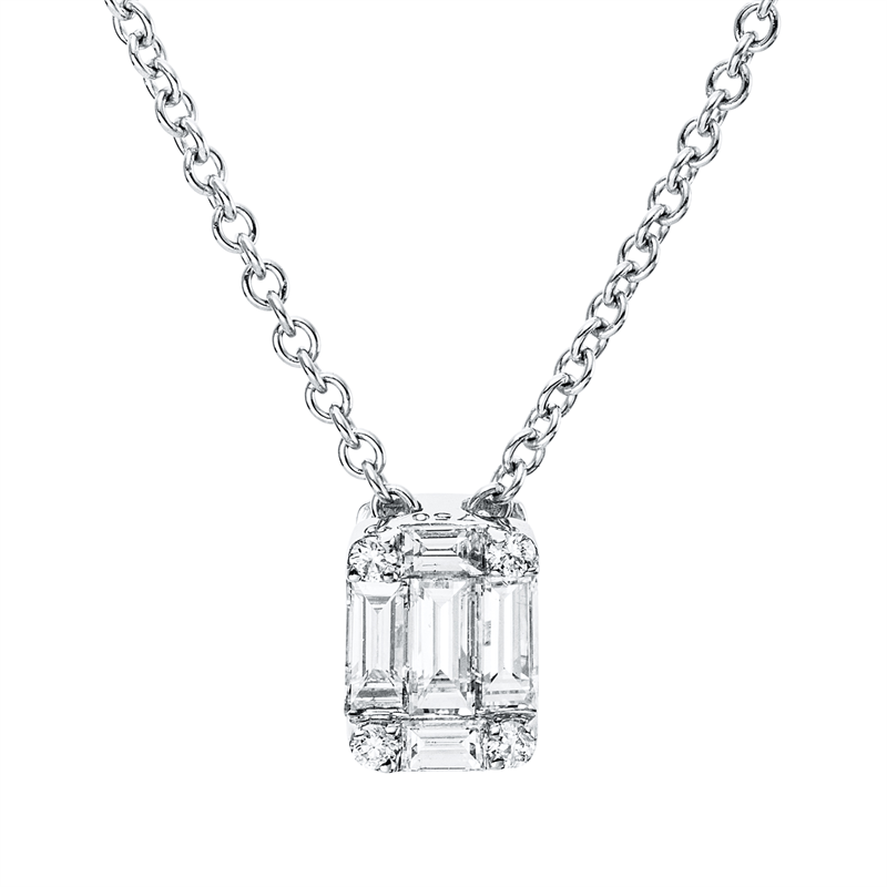 Baguette Illusion Collier Weißgold 18kt 0,3ct