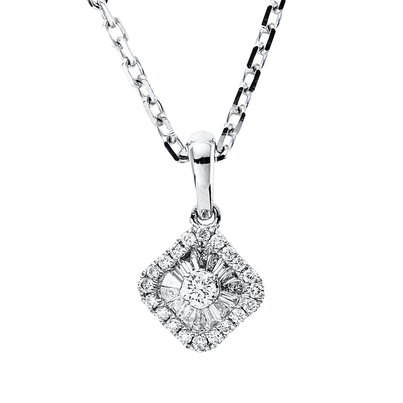 Baguette Illusion Collier Weißgold 18kt 0,2ct