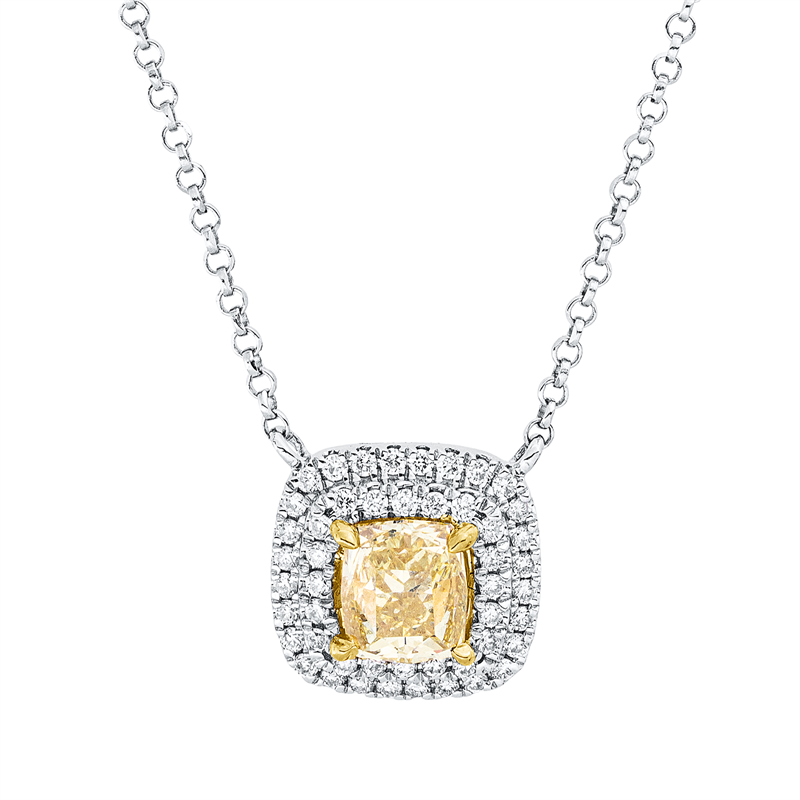 Farbiger Diamant Collier Weißgold / Gelbgold 18kt 0,69ct