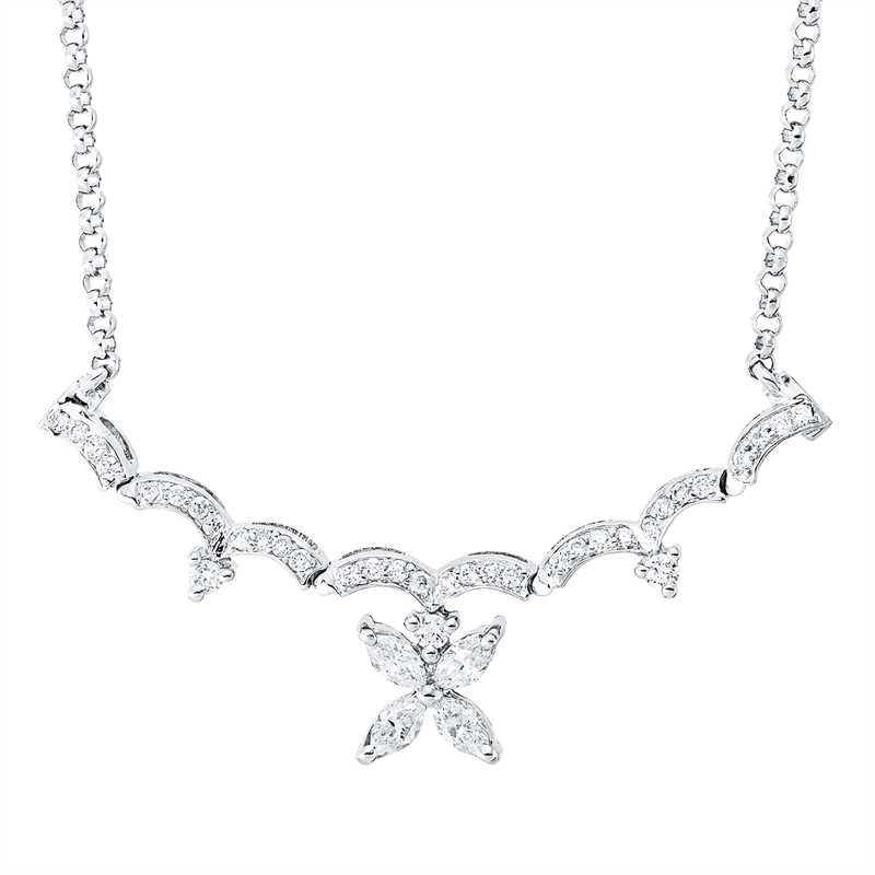 Mehrfachsteinbesatz Collier Weißgold 18kt 0,6ct