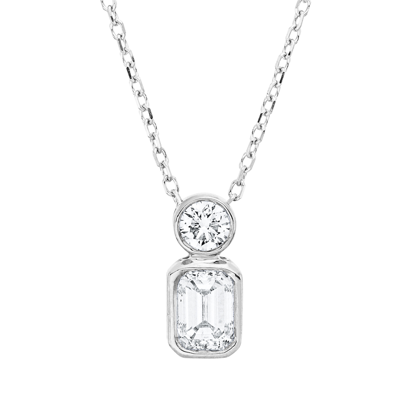 Solitaire mit Besatz Collier Weißgold 18kt 0,48ct