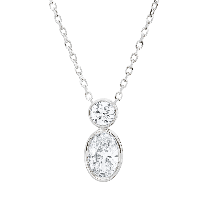 Solitaire mit Besatz Collier Weißgold 18kt 0,49ct