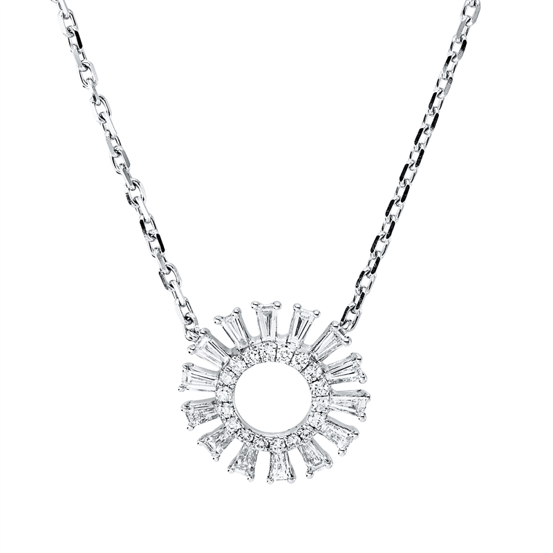 Baguette Illusion Collier Weißgold 14kt 0,45ct