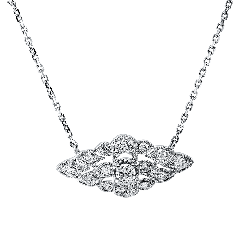 Mehrfachsteinbesatz Collier Weißgold 18kt 0,37ct