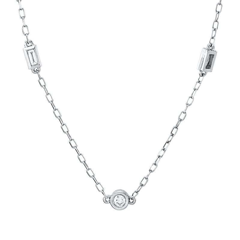 Baguette Collier Weißgold 14kt 0,38ct