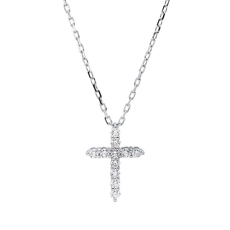 Kreuz Collier Weißgold 18kt 0,23ct