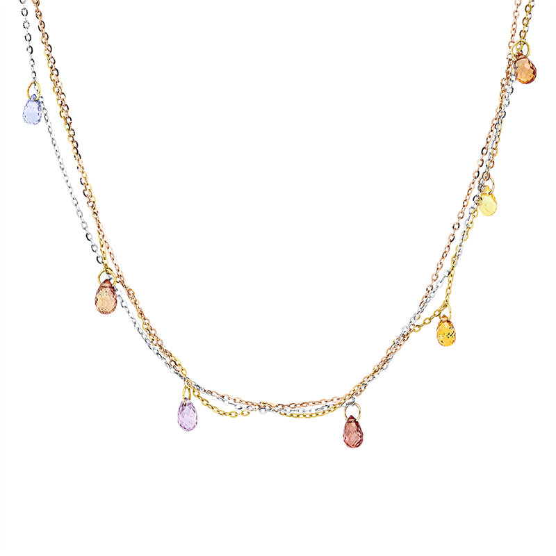 Rainbow & Multicolor Collier Weißgold / Gelbgold / Rotgold 18kt