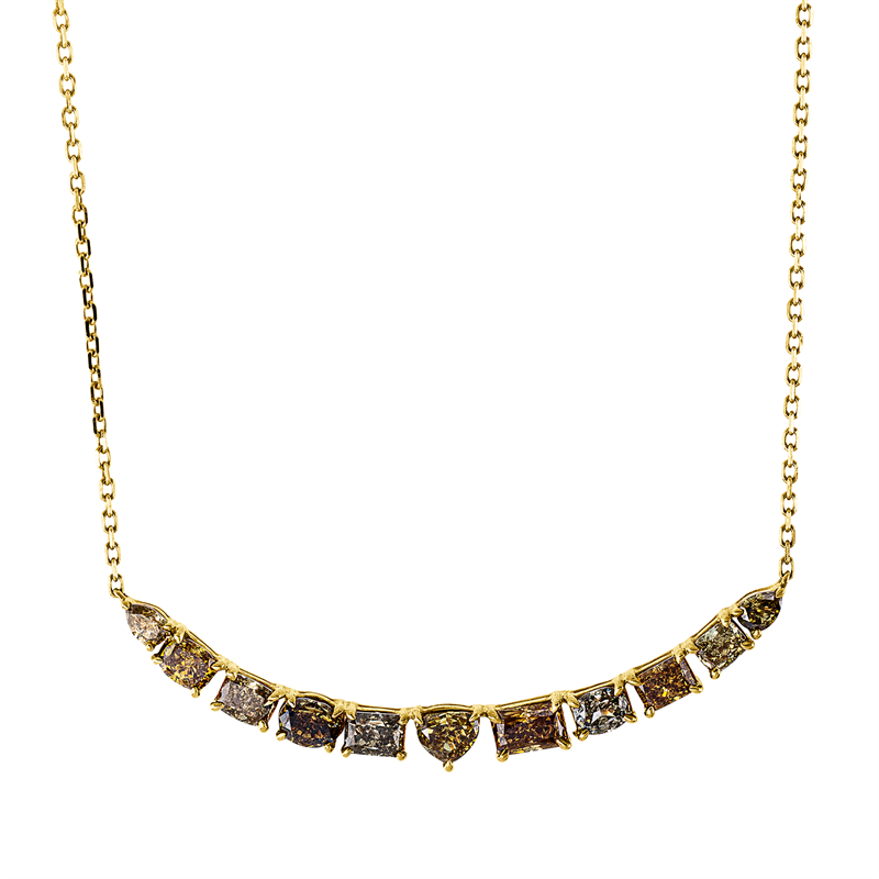 Farbiger Diamant Collier Gelbgold 18kt 2,52ct