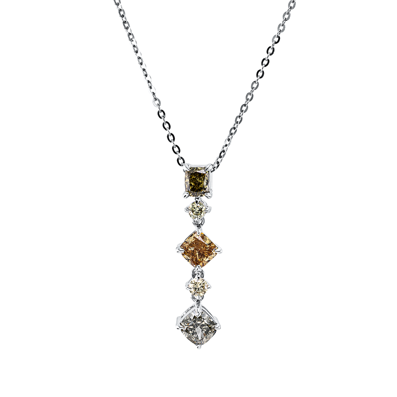 Farbiger Diamant Collier Weißgold 18kt 1,36ct