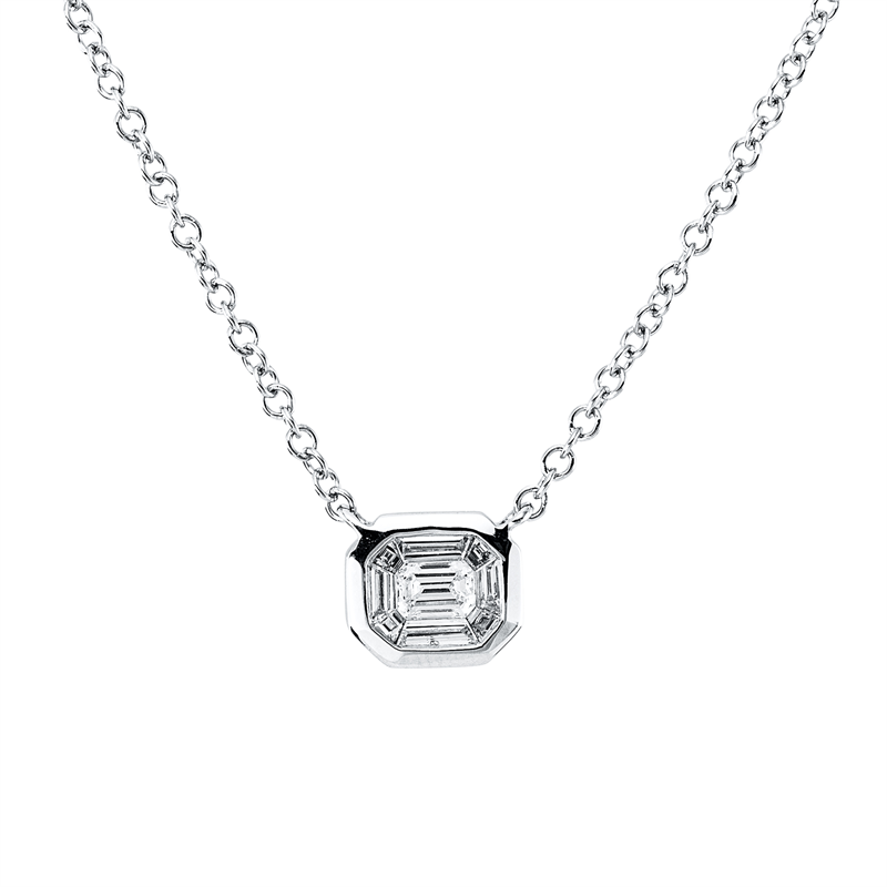Baguette Illusion Collier Weißgold 18kt 0,36ct