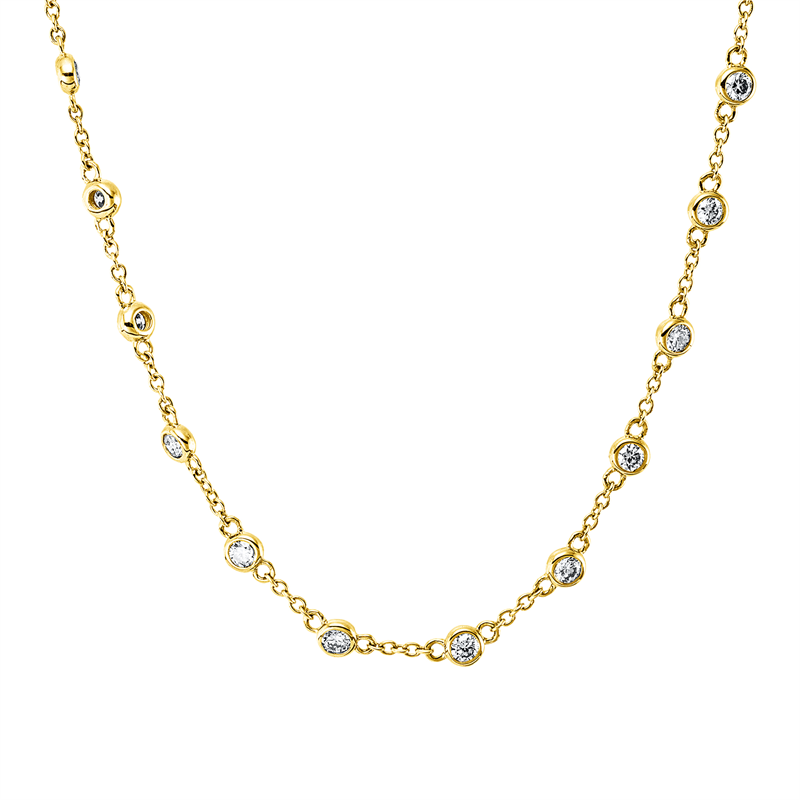Mehrfachsteinbesatz Collier Gelbgold 14kt 1,21ct