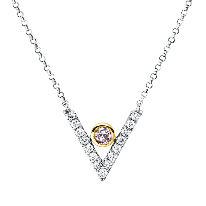 Farbiger Diamant Collier Weißgold / Gelbgold 18kt Ref-4R242