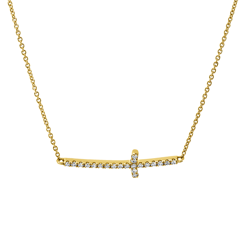 Kreuz Collier Gelbgold 18kt 0,14ct