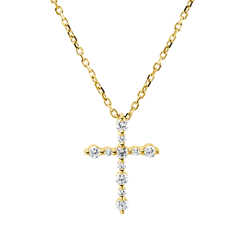Kreuz Collier Gelbgold 18kt 0,17ct