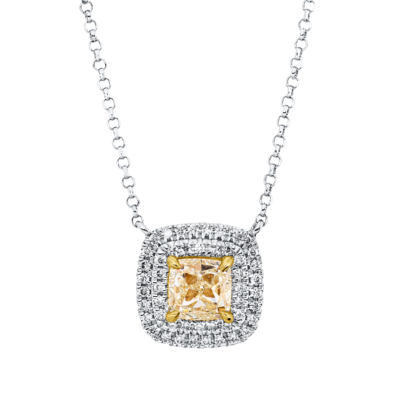 Farbiger Diamant Collier Weißgold / Gelbgold 18kt 0,85ct