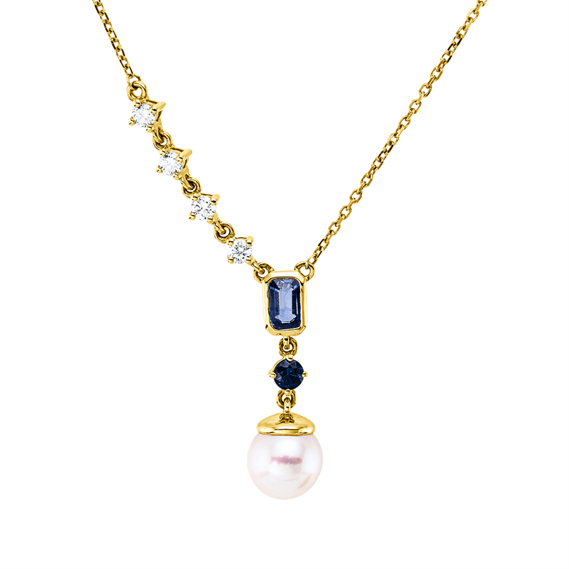 Perle Collier Gelbgold 18kt 0,18ct