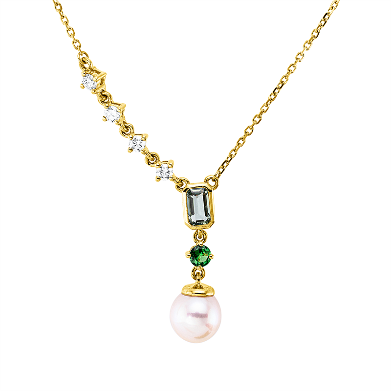 Perle Collier Gelbgold 18kt 0,17ct