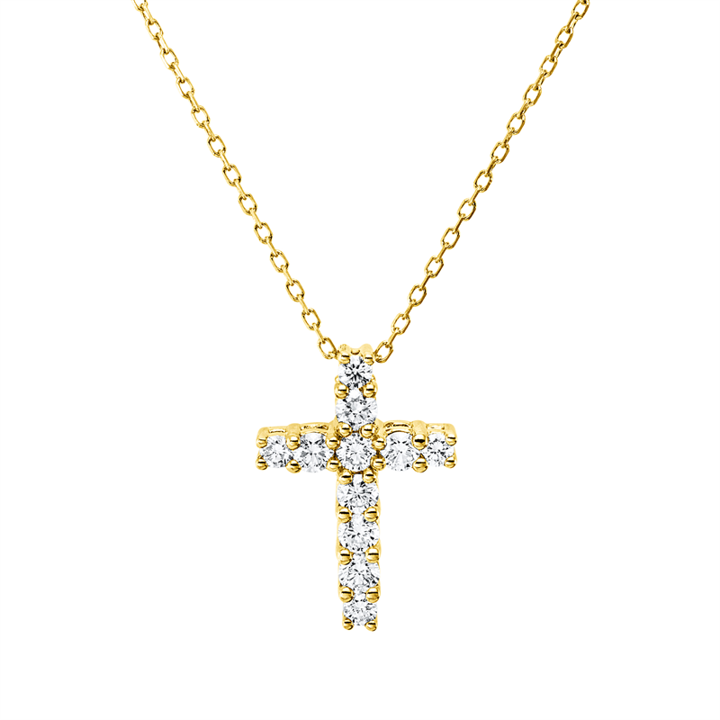 Kreuz Collier Gelbgold 18kt 0,49ct