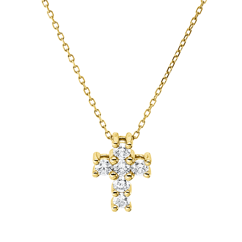 Kreuz Collier Gelbgold 18kt 0,48ct