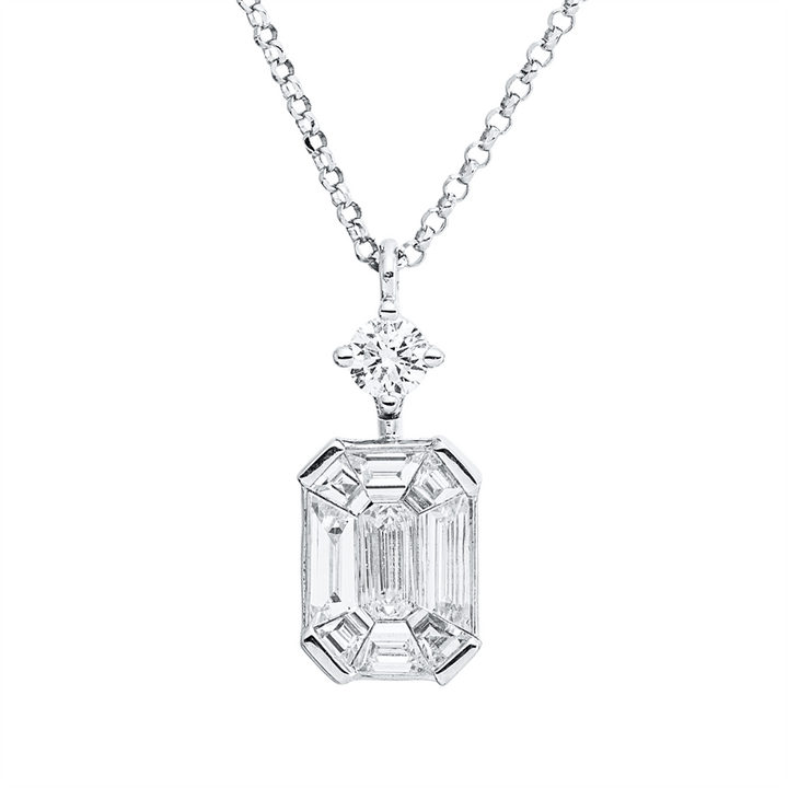 Baguette Illusion Collier Weißgold 18kt Ref-4R668
