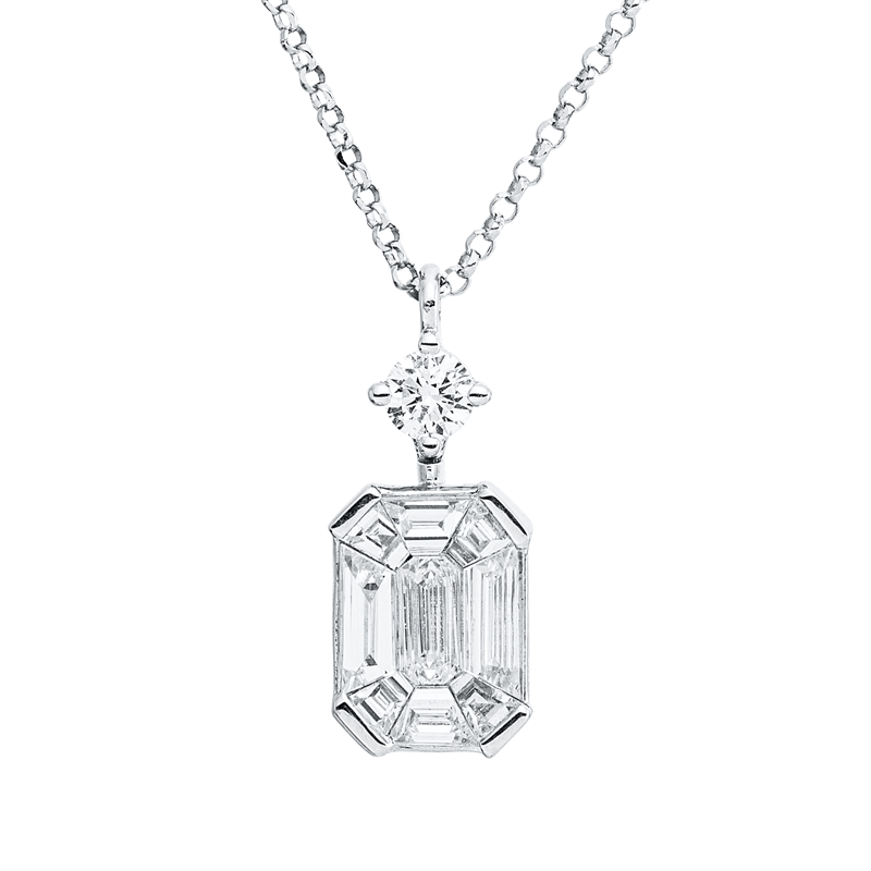 Baguette Illusion Collier Weißgold 18kt Ref-4R668