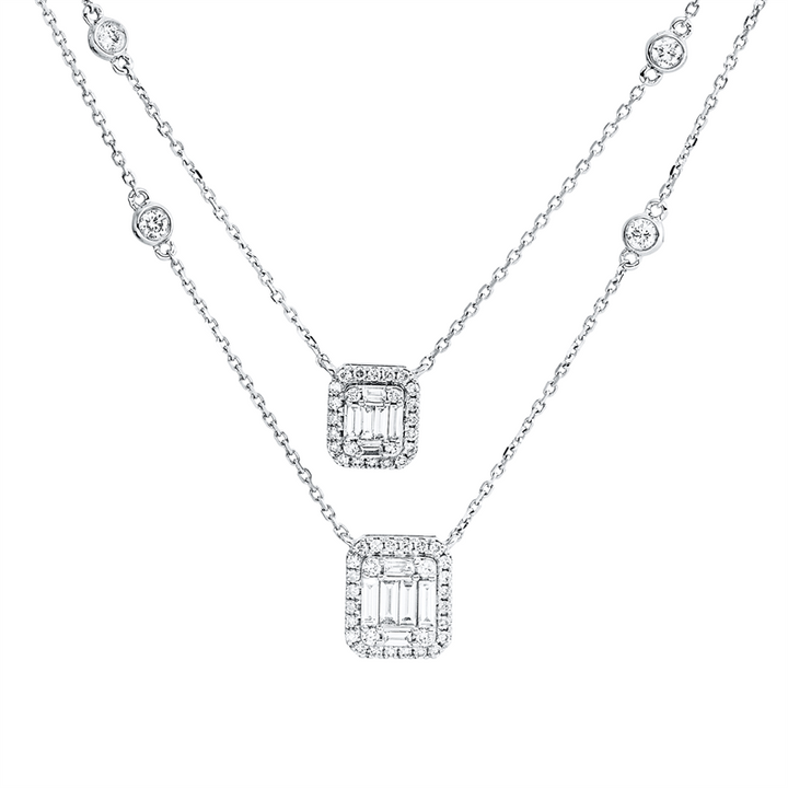 Baguette Illusion Collier Weißgold 18kt Ref-4R680