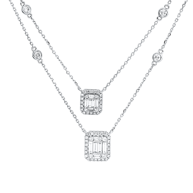 Baguette Illusion Collier Weißgold 18kt Ref-4R680