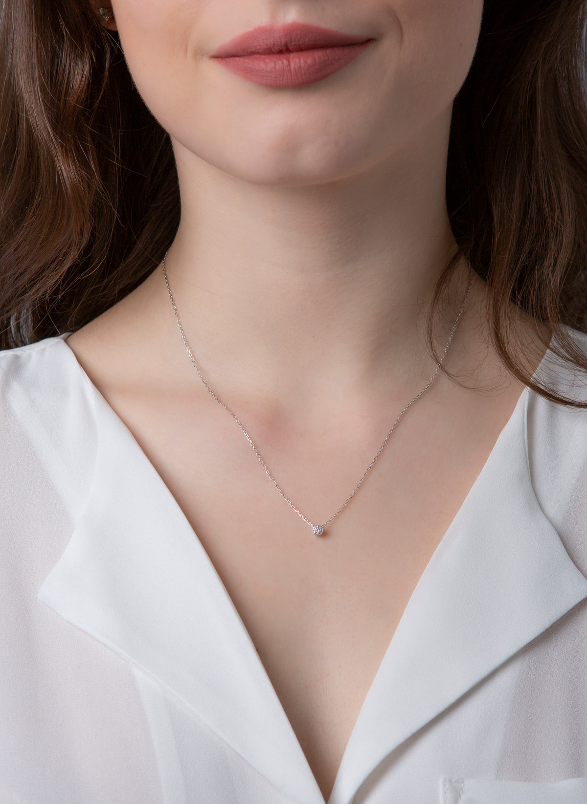 Solitaire Collier Weißgold 14kt 0,15ct